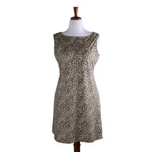 Tommy Bahama Darcy Leopard Print Shift Dress Medium Golden Honey Faux Suede